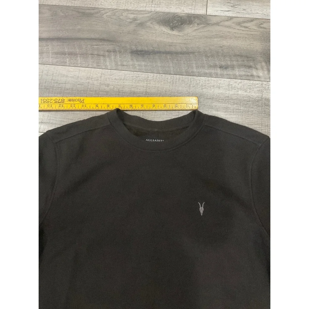 AllSaints Raven Sweatshirt Mens Black Ramskull Logo Crewneck Pullover medium‎